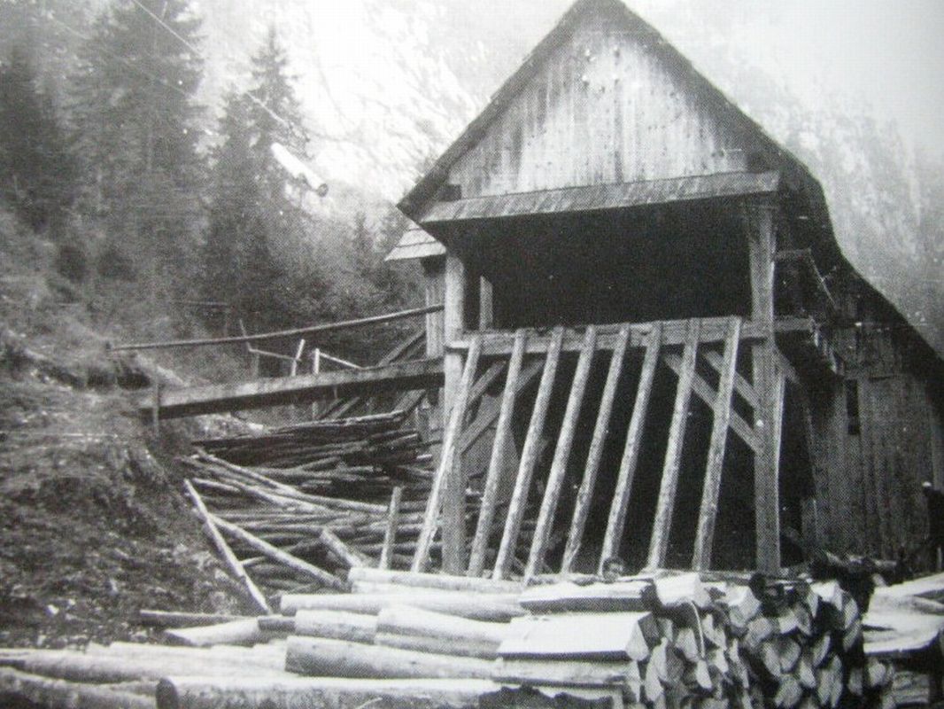Spodnja postaja  gozdarske žičnice v Blatnem grabnu (1883 - 1964)